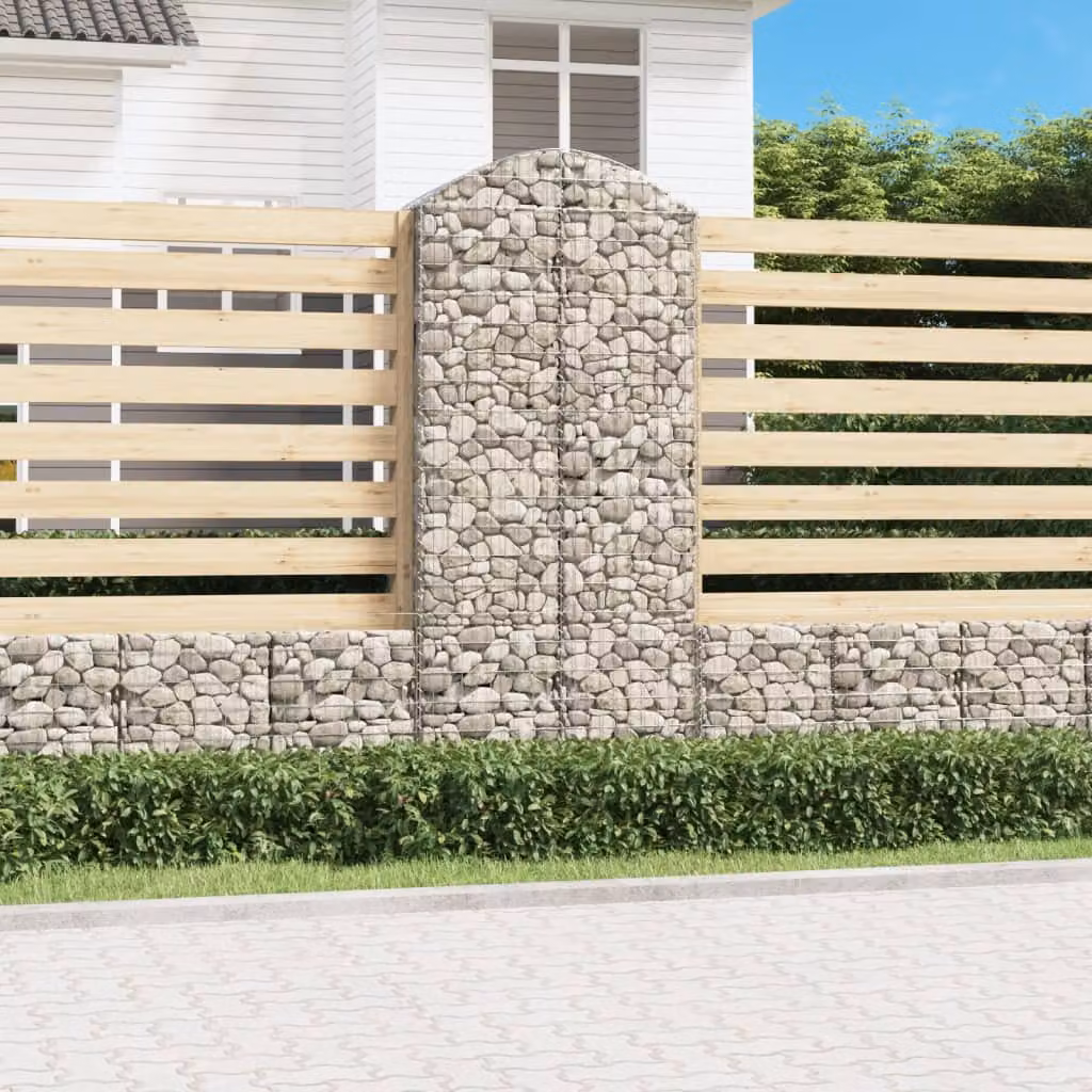 Cesto Gabbione ad Arco vidaXL in Acciaio Zincato Grigio L: 100 cm, P: 50 cm, H: 220/240 cm
