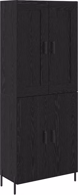 Set di 2 credenze moderne DESIGN IN in legno multistrato e metallo, colore rovere e nero, con ante a battente e ripiani interni, ideali per soggiorno o sala da pranzo, L/P/H: 180 x 34 x 69,5 cm – 1