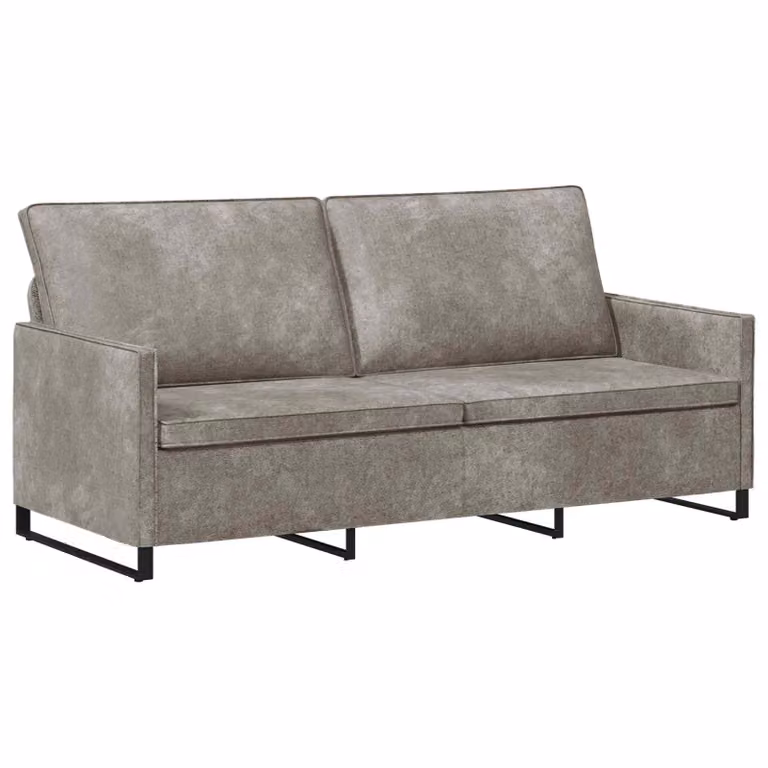 vidaXL Divano a 3 posti moderno in tessuto e similpelle Grigio L: 190 cm, P: 81 cm, H: 82 cm