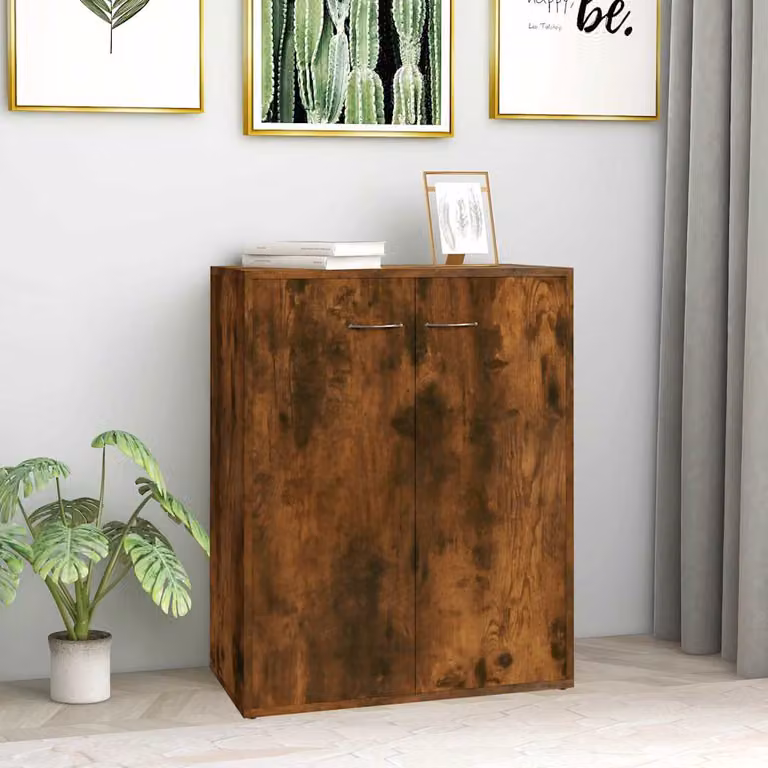 Credenza moderna vidaXL in legno Rovere Fumo marrone L: 60 cm, P: 30 cm, H: 75 cm