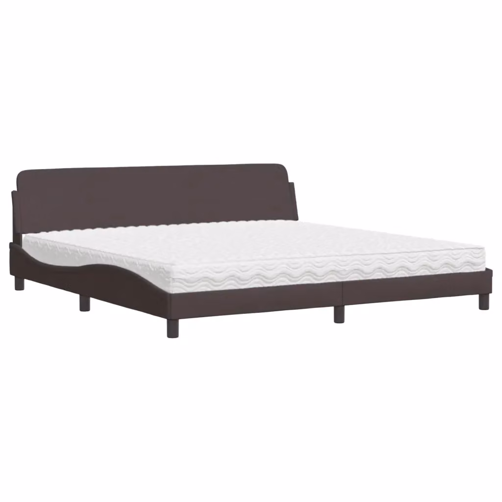 Letto moderno vidaXL con materasso in schiuma e cassetti, rivestimento in tessuto marrone e bianco, L/P/H: 200 x 200 x 74,5 cm – 2
