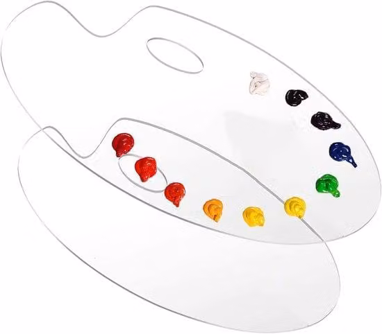Palette in plastica - 2 pezzi, tavolozza ovale per il trasporto, ideale per la pittura e l'artigianato