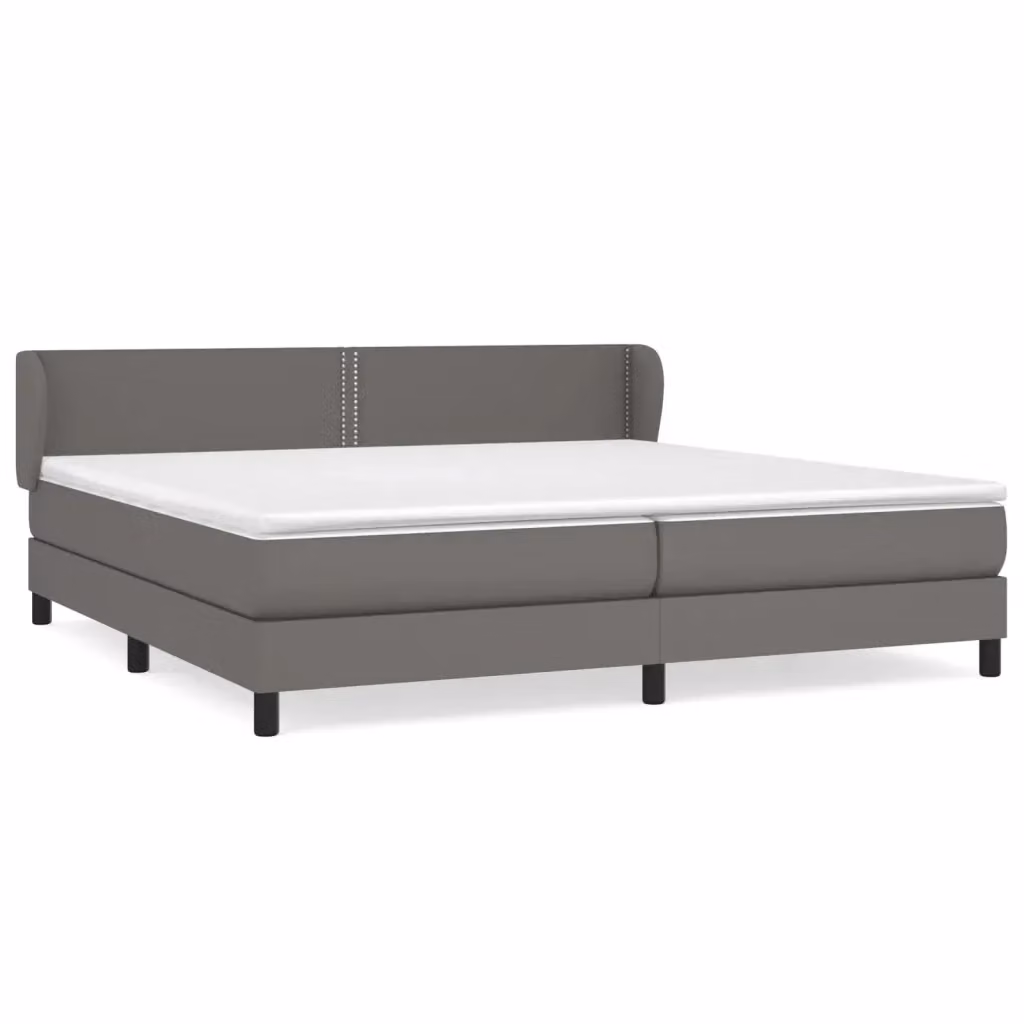 Letto a molle con materasso ibrido vidaXL in similpelle grigia e bianca L/P: 200 x 200 cm – 2