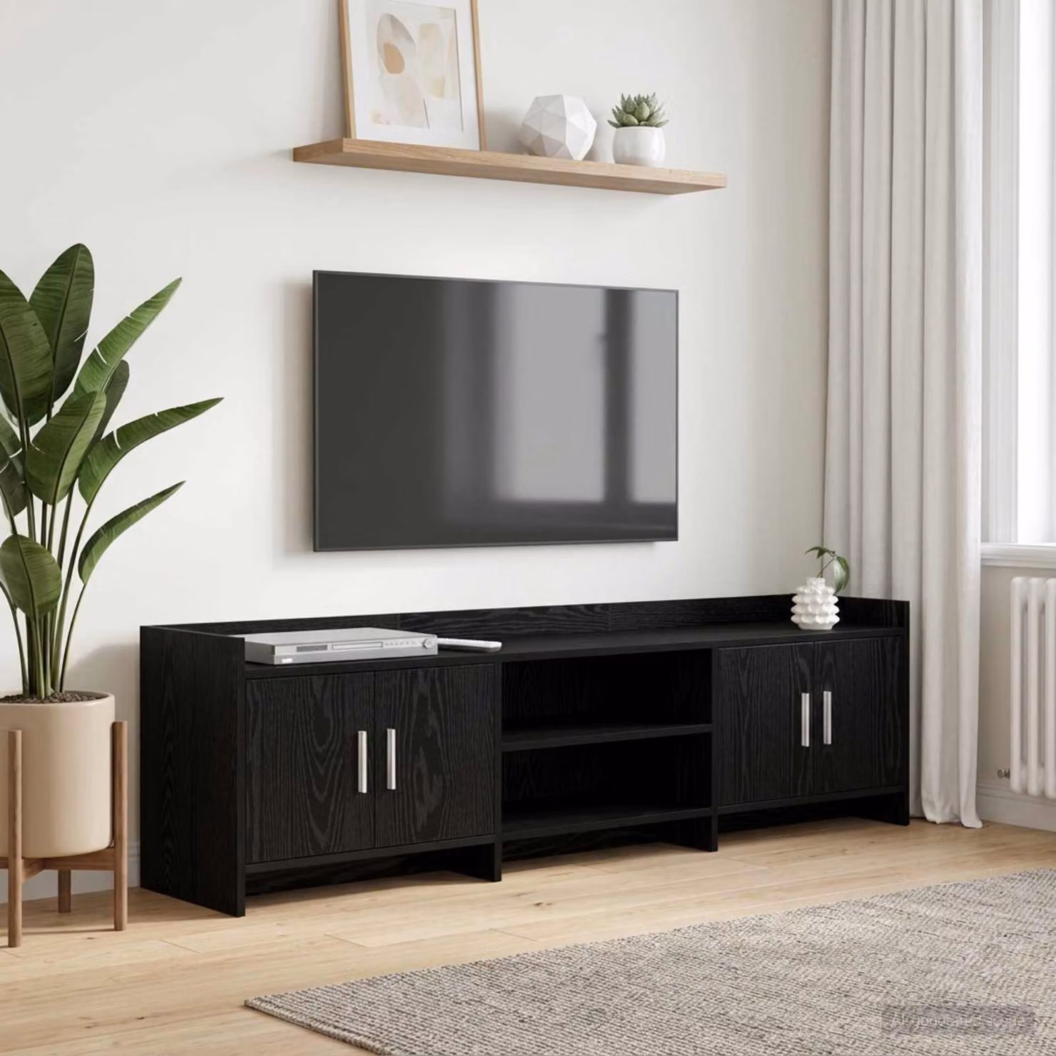 Mobile TV vidaXL Rovere Nero in Legno ingegnerizzato e Metallo, L 168 x P 33 x H 47 cm