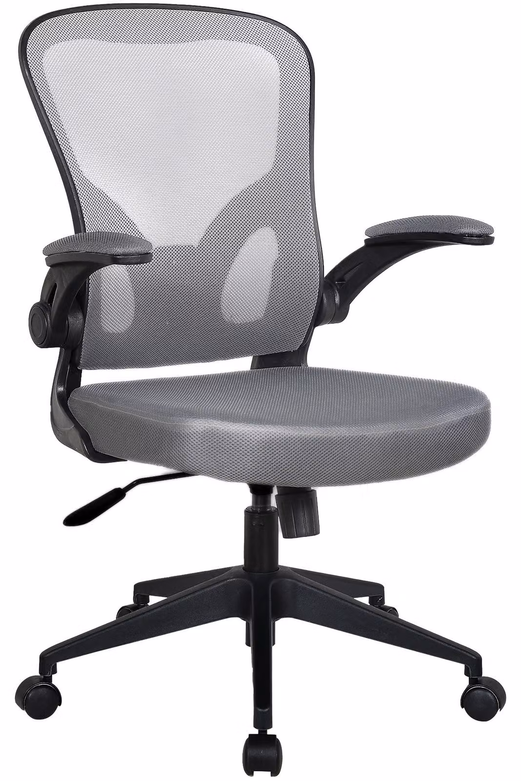 Sedia da ufficio ergonomica, girevole, per scrivania, con struttura in rete, colore: nero/grigio, senza poggiatesta