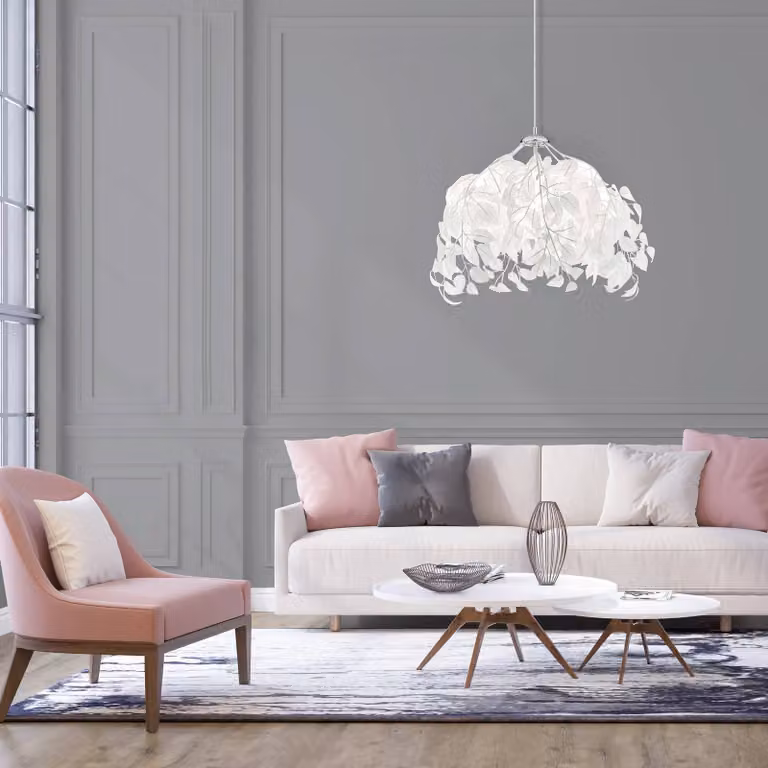 Reality Leuchten Lampada a sospensione Leavy, dimmerabile, Bianco / Opale, Soggiorno / Sala da pranzo, Plastica, Lampada a sospensione
