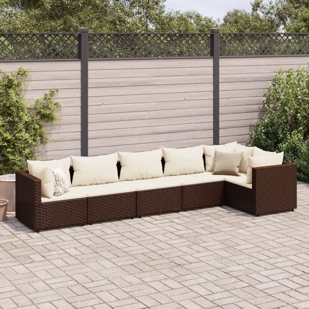 Maison Exclusive - Set da giardino 6 pezzi con cuscini Marrone Poly Rattan