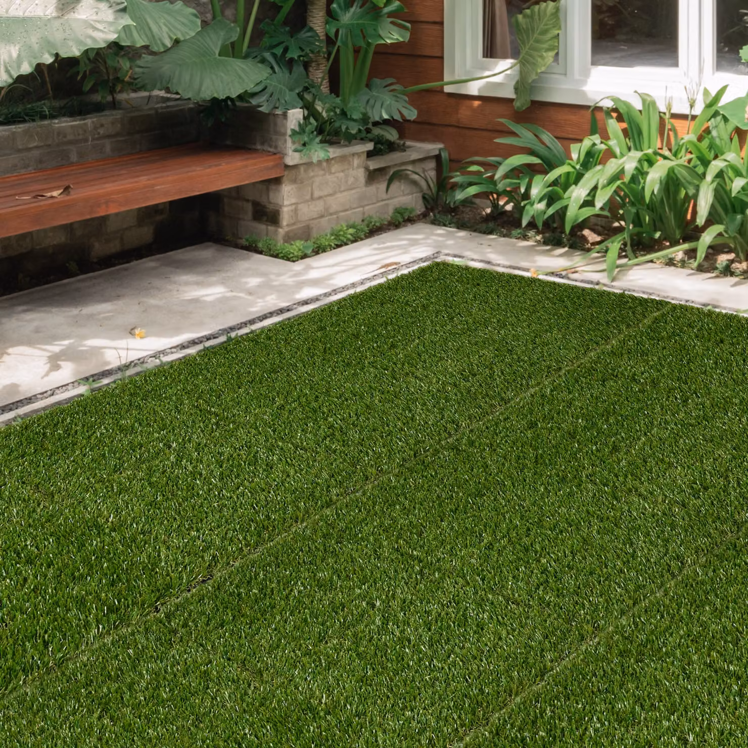 Prato artificiale sintetico Outsunny verde scuro con sistema click connettibile L/P: 30 x 30 cm – 2