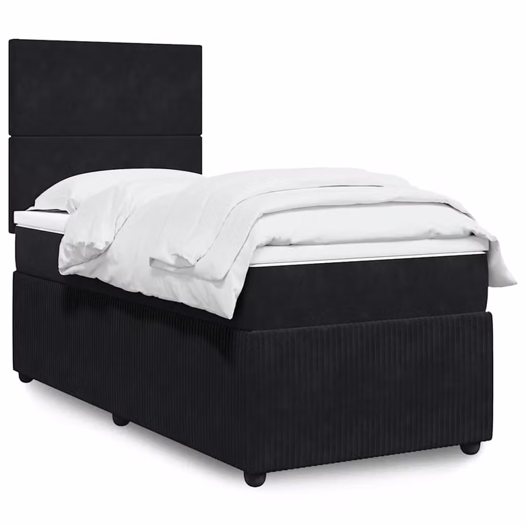 vidaXL Letto Ibrido con Materasso in Velluto Nero L/P: 90 x 200 cm