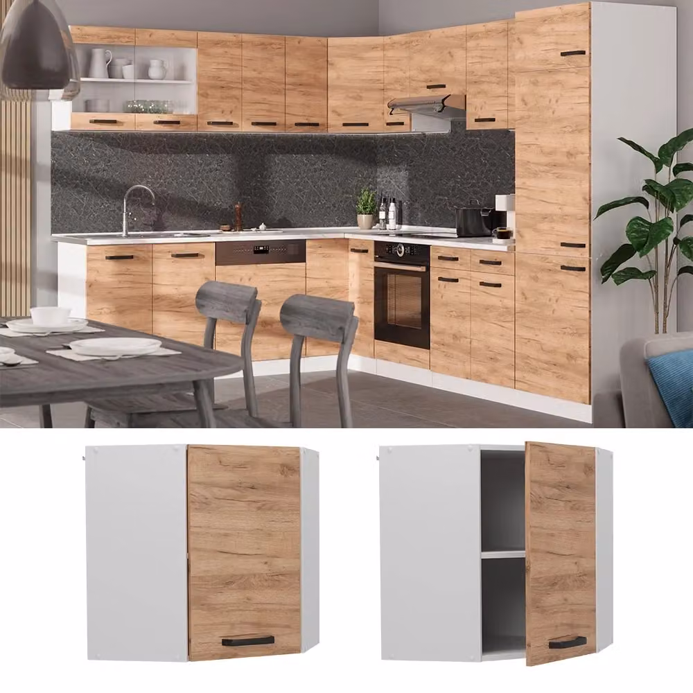 Mobile angolare da cucina Vicco R-Line in rovere e bianco con ante a battente L/P/H: 57 x 31 x 60 cm – 2