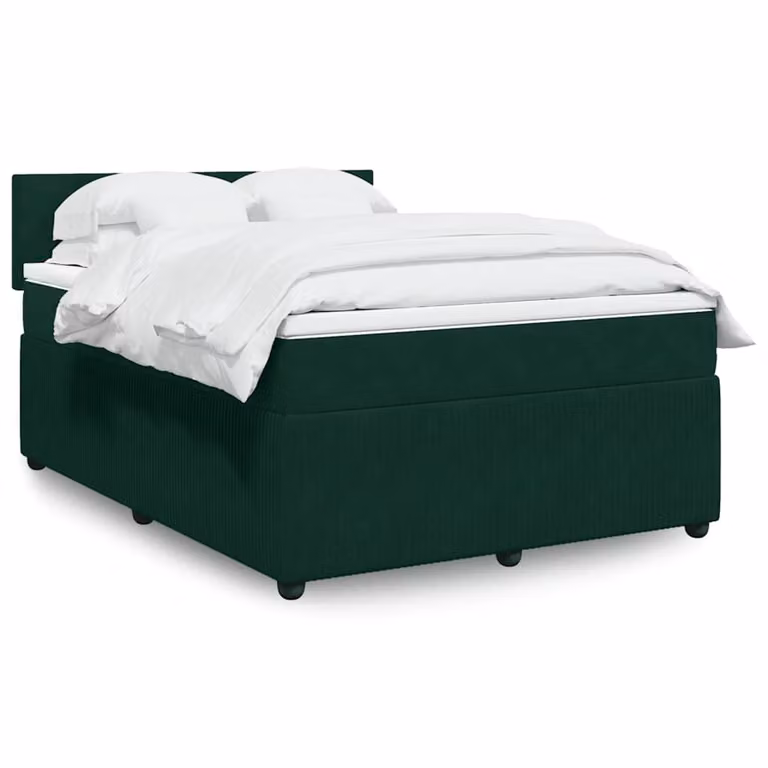 vidaXL Giroletto a Molle con Materasso Ibrido in Velluto Verde Scuro L/P/H: 140 x 190 cm