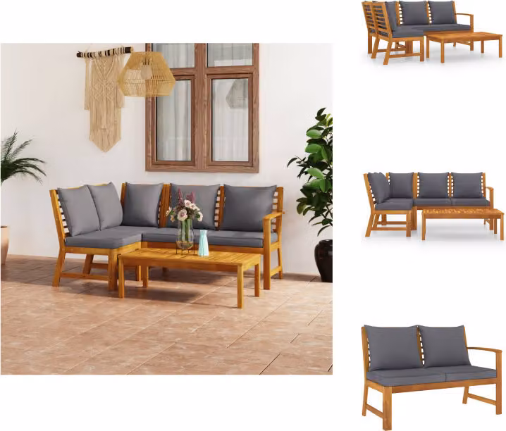 vidaXL Set da salotto da giardino 4 pezzi con cuscini in legno massiccio di acacia - Set di mobili da giardino