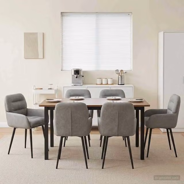 Set di 6 sedie da pranzo moderne vidaXL in velluto grigio con struttura in metallo e plastica, L: 59 cm, P: 59,5 cm, H: 90 cm