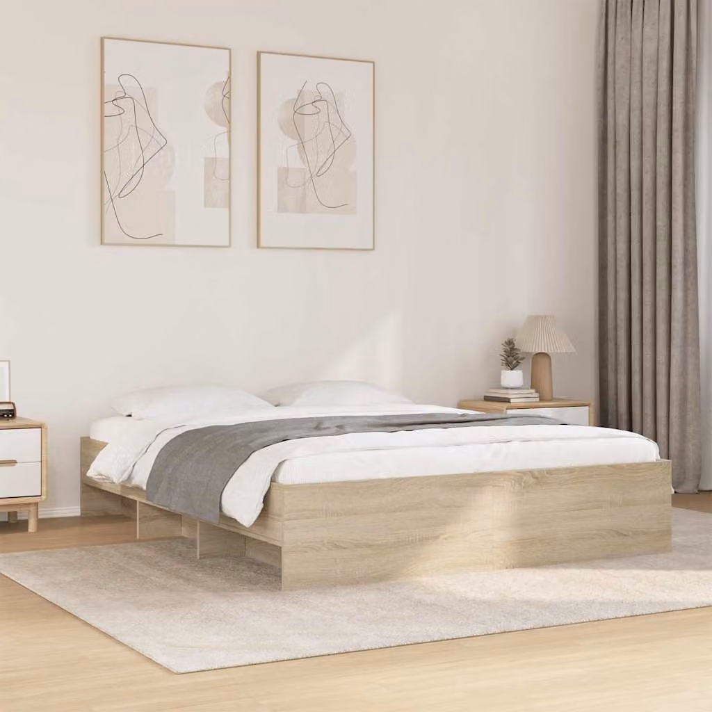 Giroletto senza materasso vidaXL in legno Rovere Sonoma L: 160 cm, P: 200 cm, H: 163 cm – 1