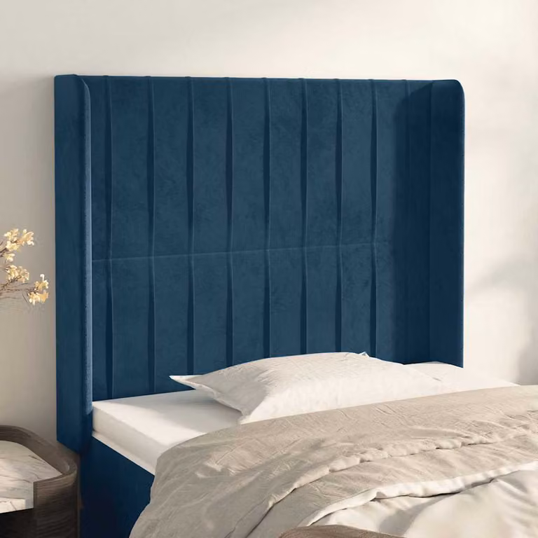 Testiera ad orecchio vidaXL in velluto blu scuro L: 83 cm, P: 16 cm, H: 118-128 cm