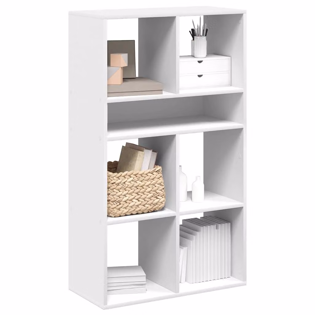 Libreria moderna vidaXL in legno MDF bianca con pannello posteriore L 66 cm, P 31 cm, H 112 cm