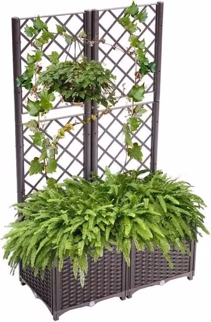 Vaso per piante con schienale - 80 × 40 × 136 cm - Moka - Per giardino, terrazza e balcone