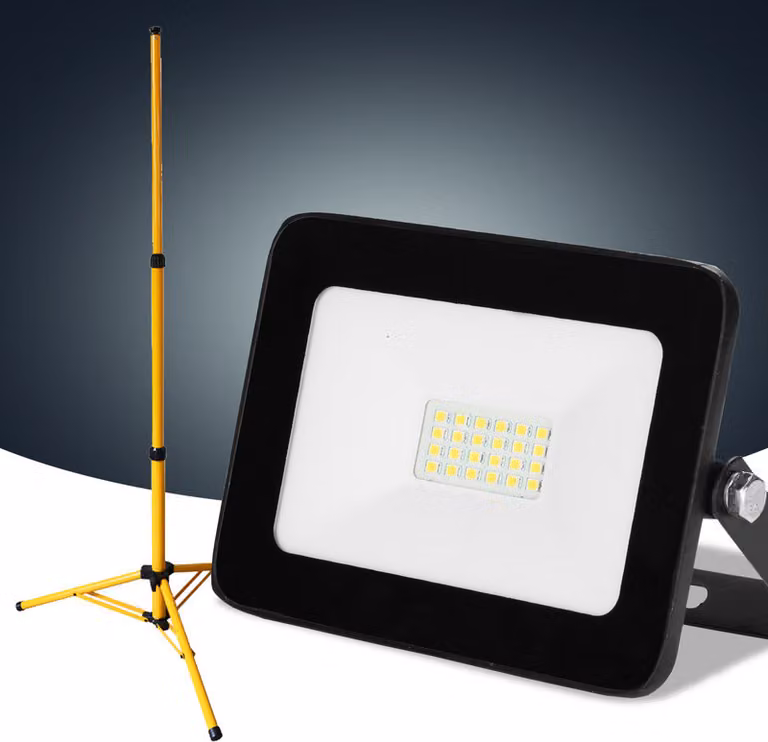 Jayseuw 20W LED faro da costruzione Proiettore Treppiede Proiettore da esterno Luce da lavoro Faro da costruzione IP66 Impermeabile Bianco freddo