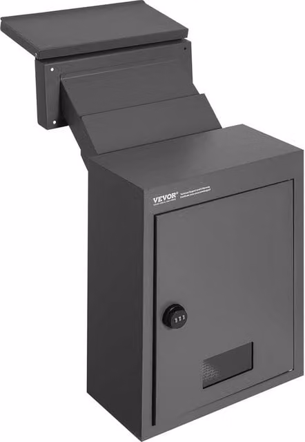 Cassetta per lettere da montaggio murale in acciaio nero con chiusura combinata L 32 cm, H 43 cm, P 15,8 cm