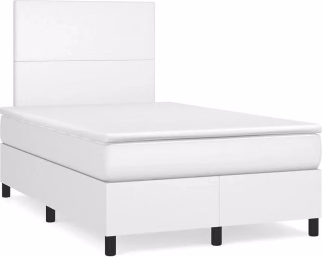 Letto con Giroletto a Molle e Materasso Ibrido vidaXL in Similpelle Bianco L/P/H: 200 x 120 x 193 cm