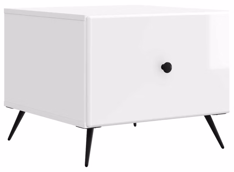 Tavolino da salotto con cassetto Bianco Lucido 49 x 50 x 40 cm