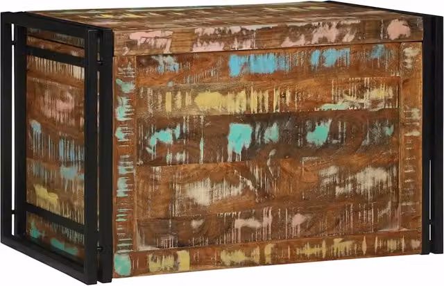 Scatola di stoccaggio rustica vidaXL in legno e metallo marrone e nero L 80 x P 50 x H 50 cm
