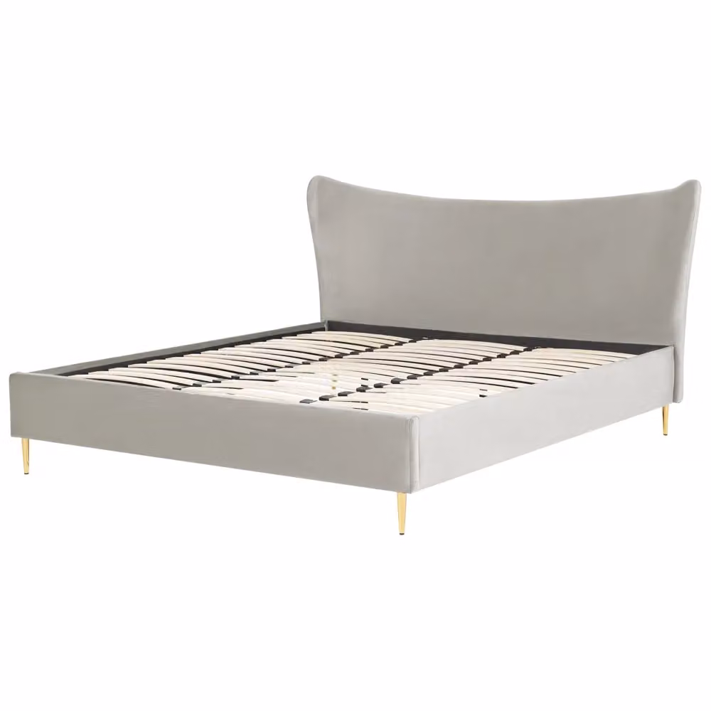Letto Beliani in velluto grigio con struttura imbottita e gambe oro in stile glamour moderno L/P: 180 x 200 cm – 2