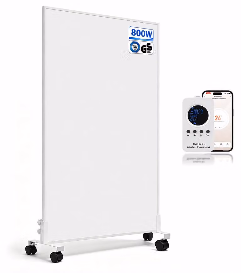 Stufa a infrarossi da pavimento - 800 Watt - Bianca - Modello a colonna - Elettrica