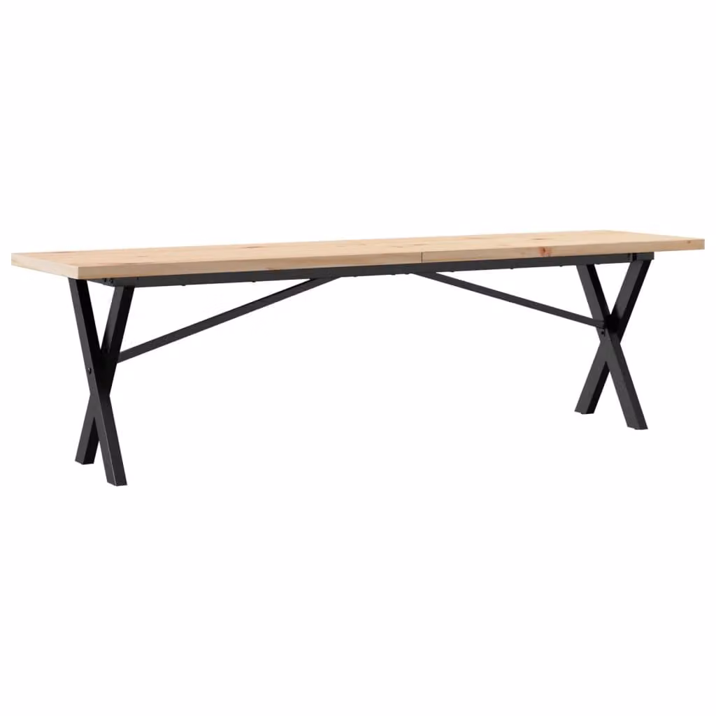 Tavolino Salotto Telaio a X 160x40x45,5 cm Legno Pino e Acciaio
