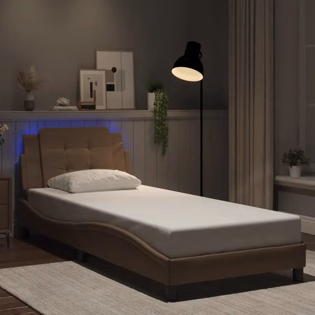Giroletto Zadar vidaXL con LED e porta USB, colore beige/marrone, L/P/H: 90 x 200 cm – 1
