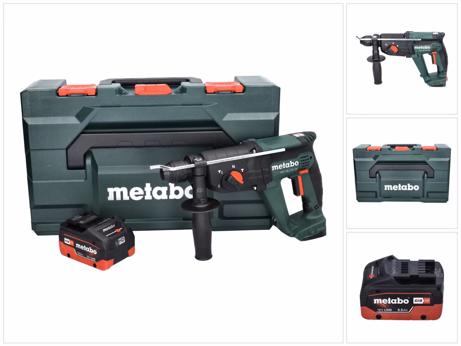 Metabo KH 18 LTX 24 martello combinato a batteria 18 V 2,1 J SDS plus + 1x batteria ricaricabile 5,5 Ah + metaBOX - senza caricabatterie