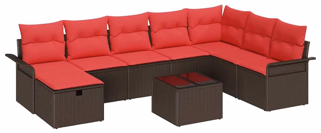 Set Divano da Giardino con cuscino 9 pcs Poly Rattan
