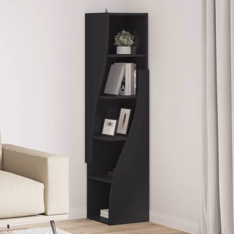 Mobile angolare vidaXL in legno MDF nero per soggiorno L/P/H: 32 x 32 x 140 cm