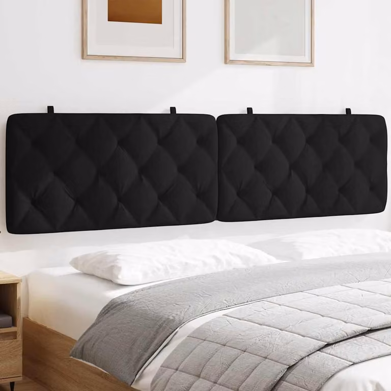 vidaXL Cuscino Testiera in Velluto Nero per Parete, L 200 cm