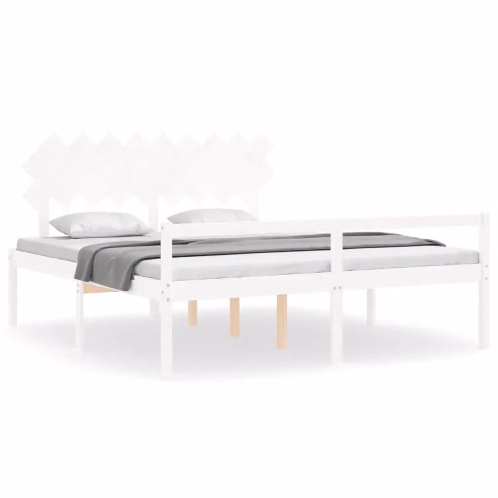 Letto per anziani vidaXL in legno massello di pino bianco con testiera L/P/H: 180 x 200 x 151 cm – 2