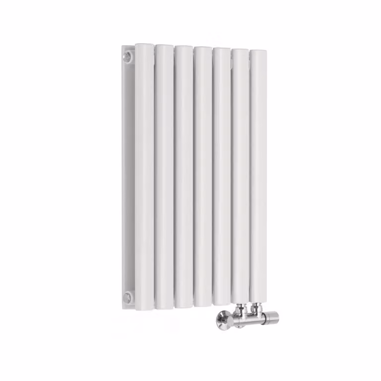 Radiatore Orizzontale Bianco di Design con Attacchi Centrali - 520W - 635 x 413mm - Revive Caldae