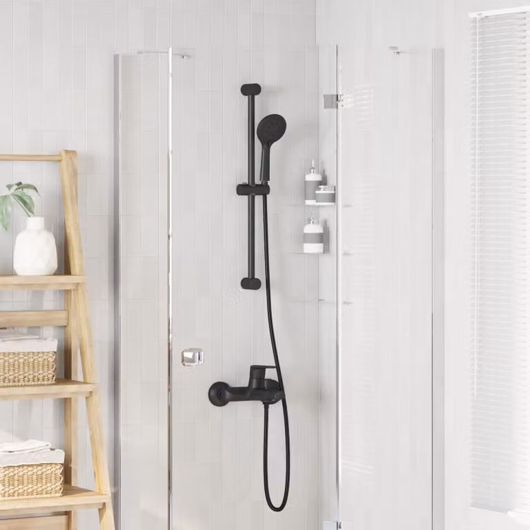 Set di Sistema Doccia vidaXL in Acciaio Inox Nero Opaco con Colonna Rigida e Funzioni Mist e Jet, Larghezza: 70 cm