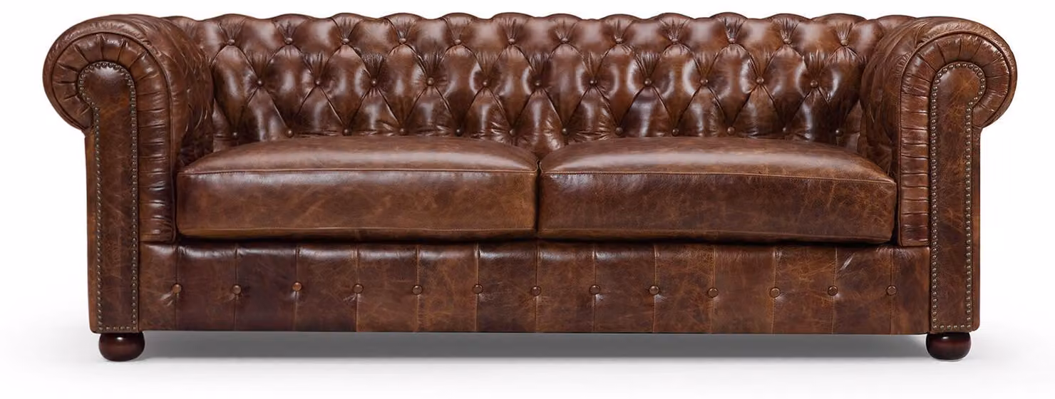 Chesterfield Sofa Couch 3 Sitz Polster Garnitur Ledersofa Old Style Vollleder