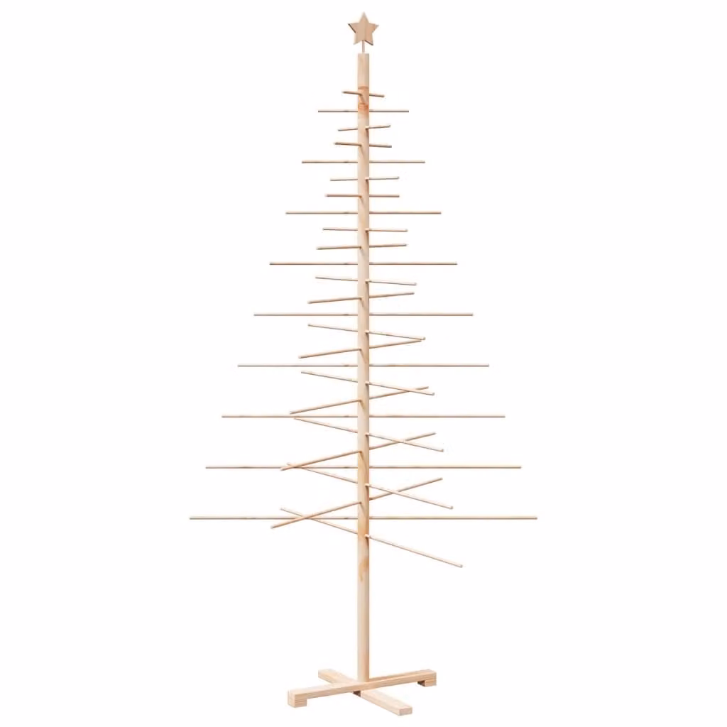 Albero di Natale Decorativo in Legno 210 cm Legno Massello Pino