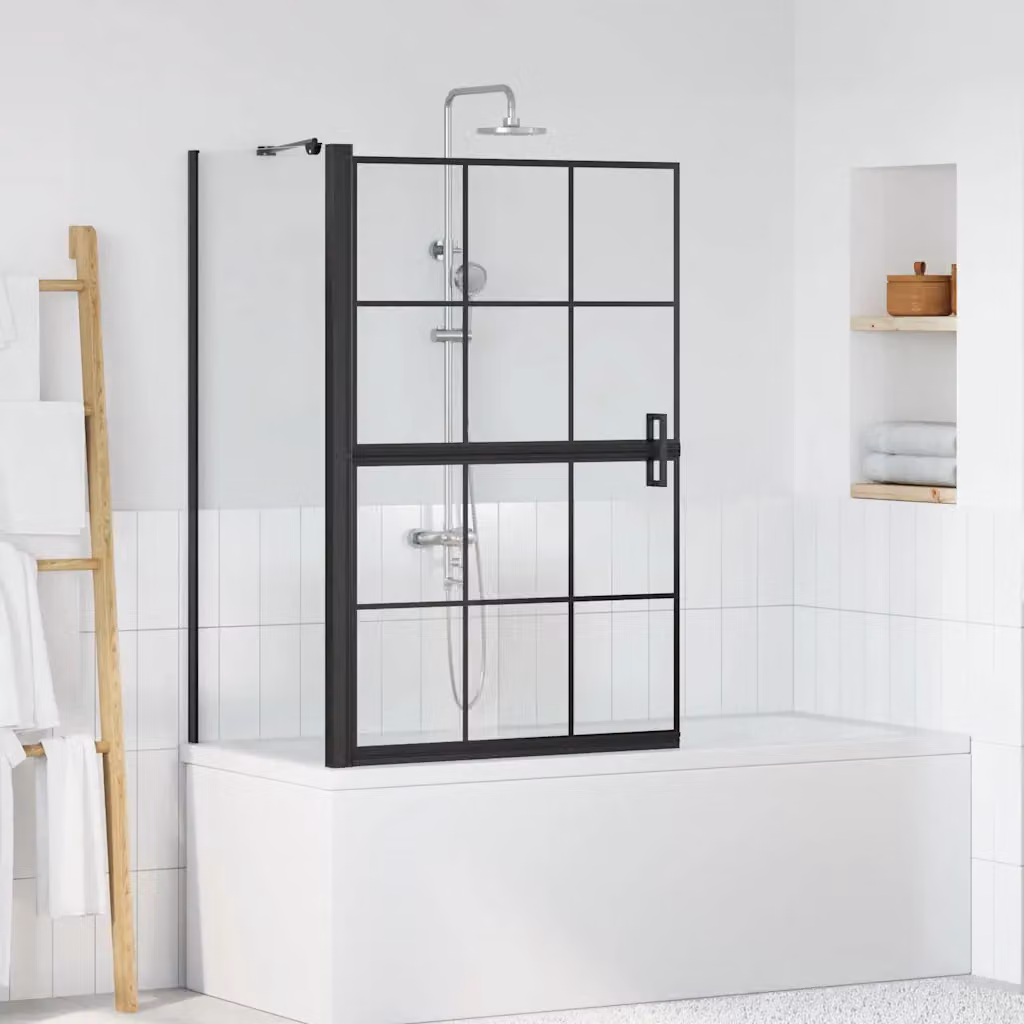 Schermo per Bagno e Doccia vidaXL Nero e Trasparente L: 80 cm, P: 68 cm, H: 128 cm