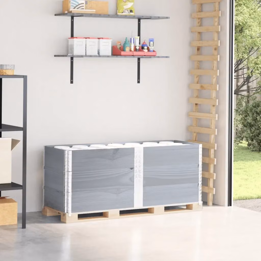 Set di 3 pareti per pallet DESIGN IN in legno massello di pino, colore grigio, L: 150 cm, P: 50 cm, H: 60,5 cm – 2