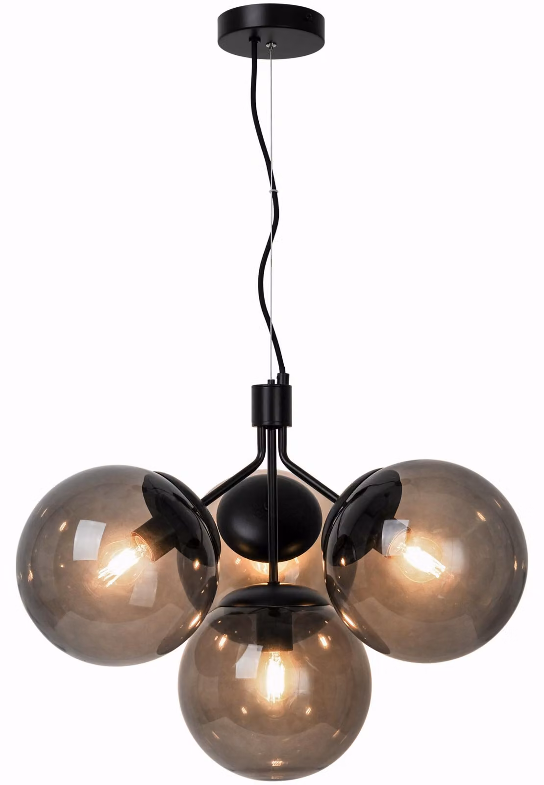 Ivona lampada a sospensione Ø 20 cm 4pz fumo / nero