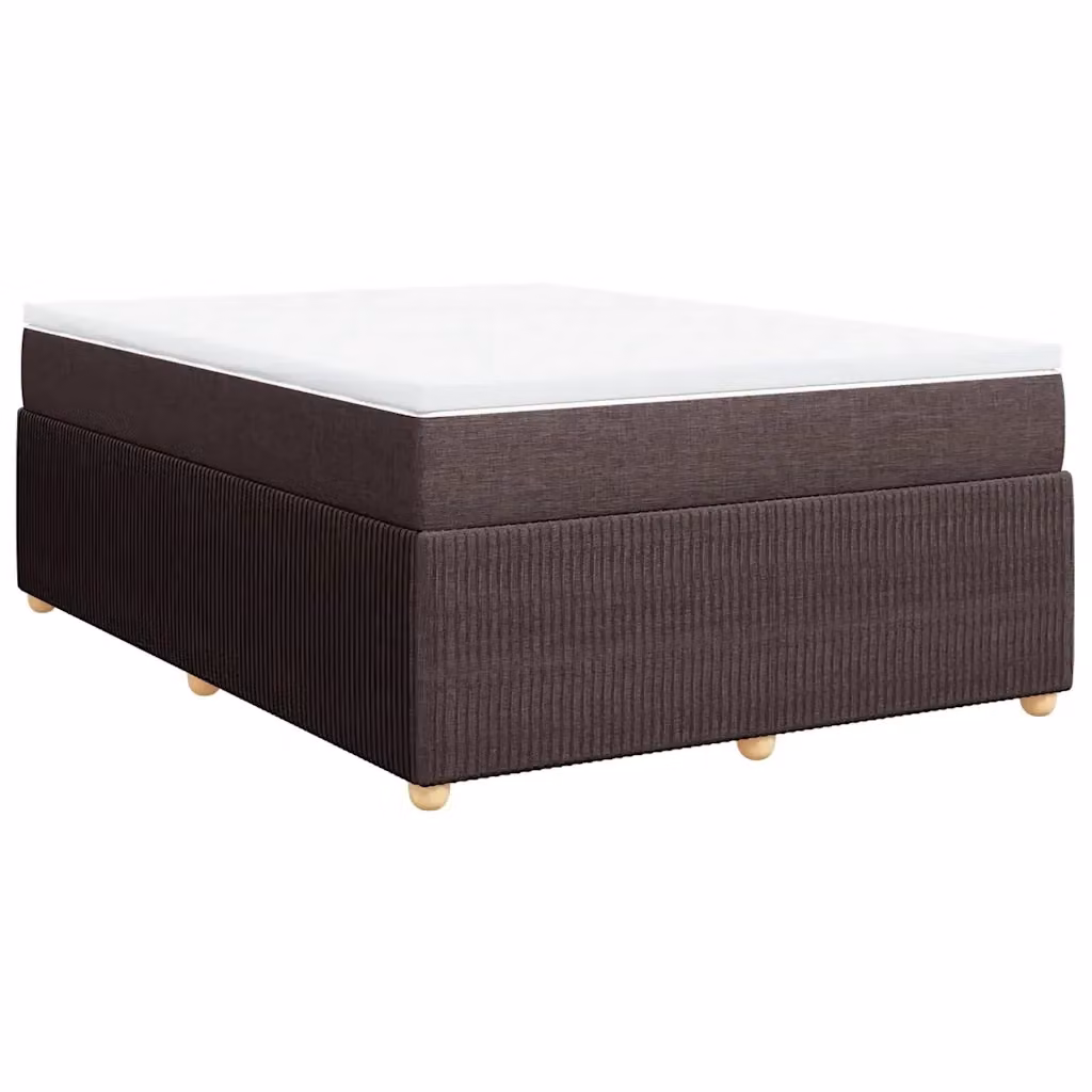 Letto con Giroletto a Molle e Materasso vidaXL in Tessuto Marrone e Bianco L/P: 140 x 190 cm – 2