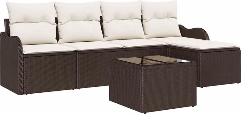 Set Divano da Giardino 6 pcs Grigio polyrattan