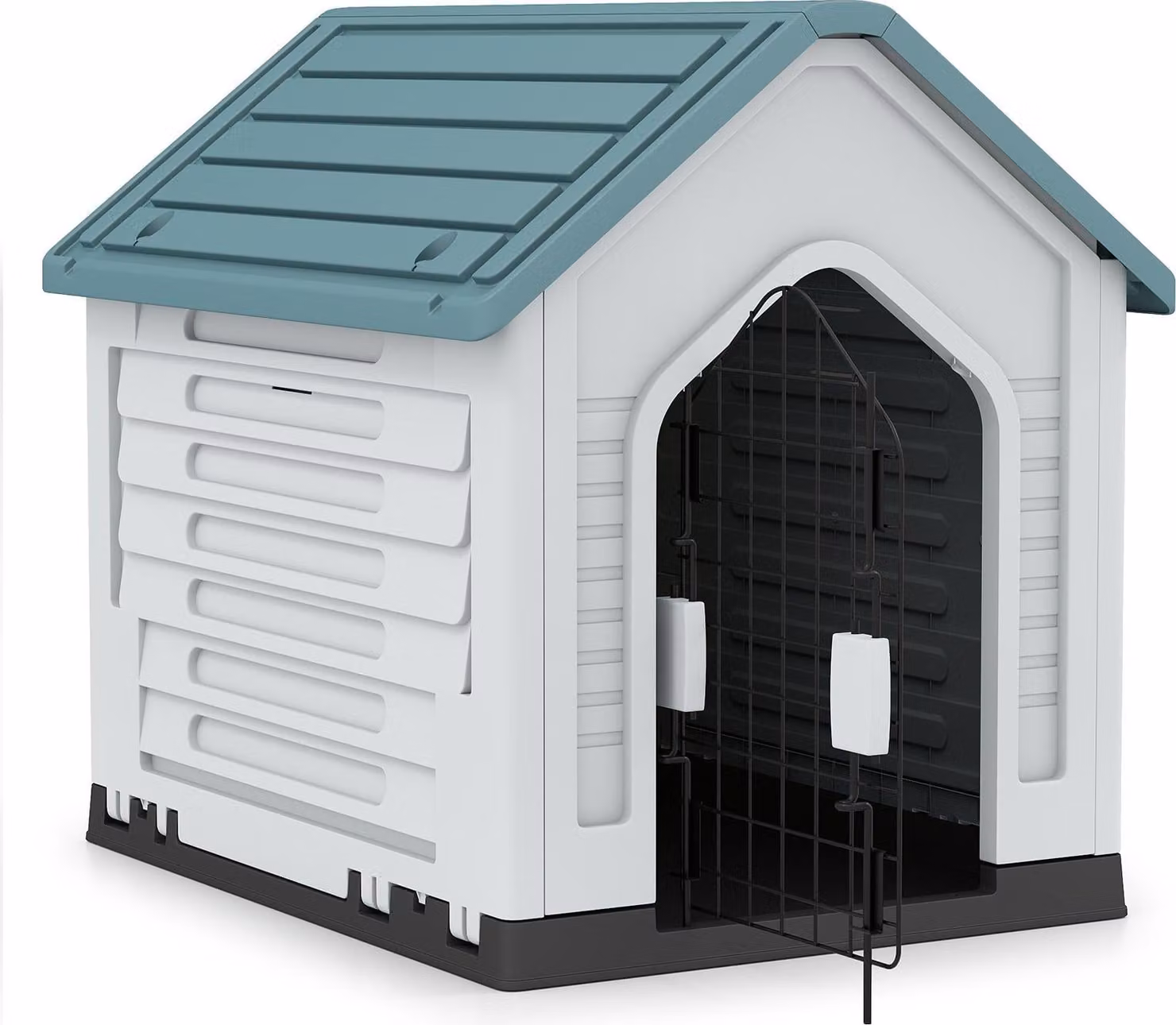 Cuccia per cani in plastica con porta chiudibile a chiave e ventilazione