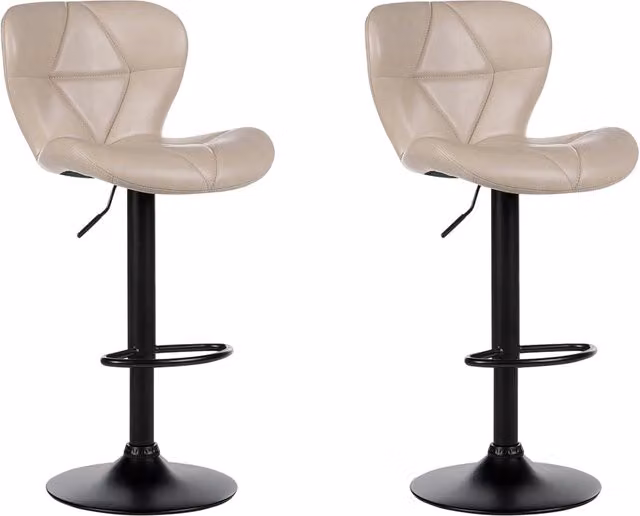 Set di 2 sgabelli in ecopelle beige chiaro con altezza regolabile sedia da bar moderna da cucina