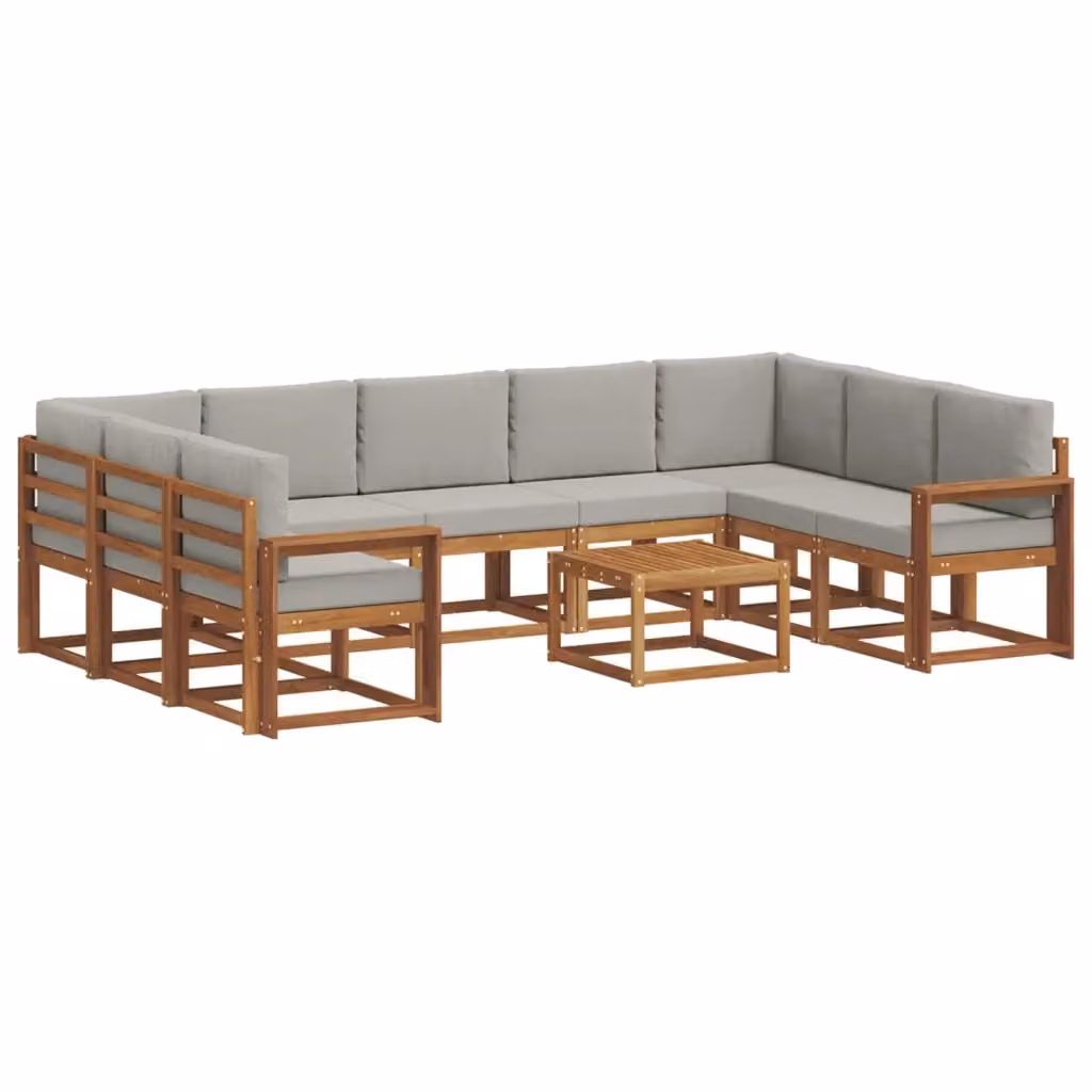 Set di 10 divani da esterno vidaXL in legno di acacia con cuscini inclusi, colore grigio e marrone – 2