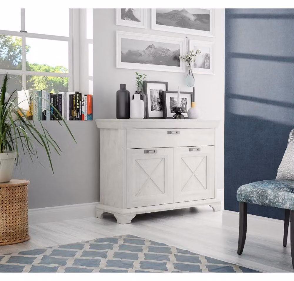 Cassettiera >Kashmir< in bianco,beige - 123,3x95,9x48,2cm (LxAxP)