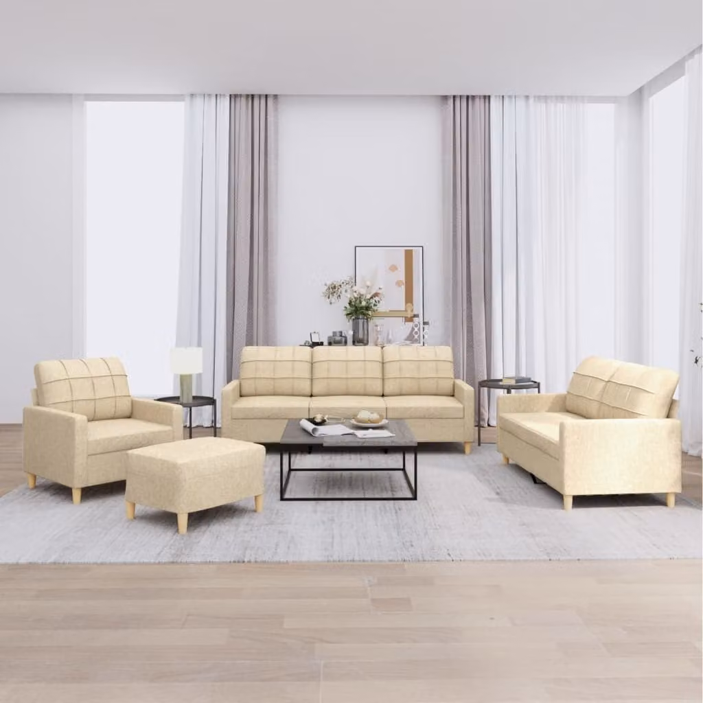 Maison Exclusive - Set divano 4 pezzi con cuscini in tessuto color crema