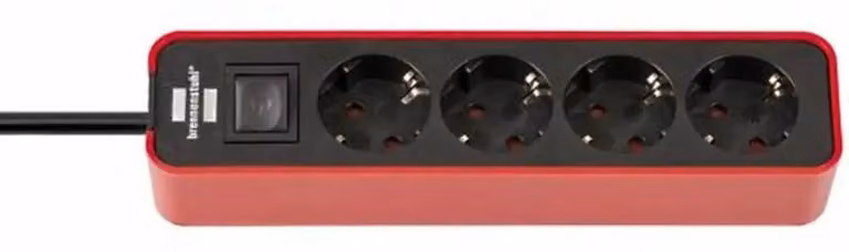 brennenstuhl 1153240070 brennenstuhl striscia di prese Ecolor, 4 vie, rosso/nero